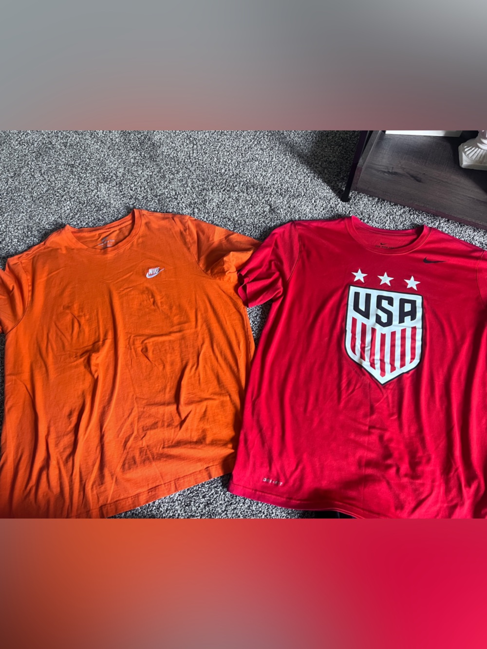 Nike Orange Short-Sleeve Tee & Nike Red USA Graphic Short-Sleeve Tee